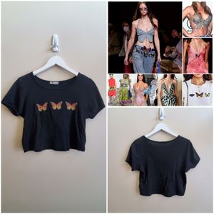 Truly Madly Deeply butterfly crop t shirt, trendy, 100% cotton, small